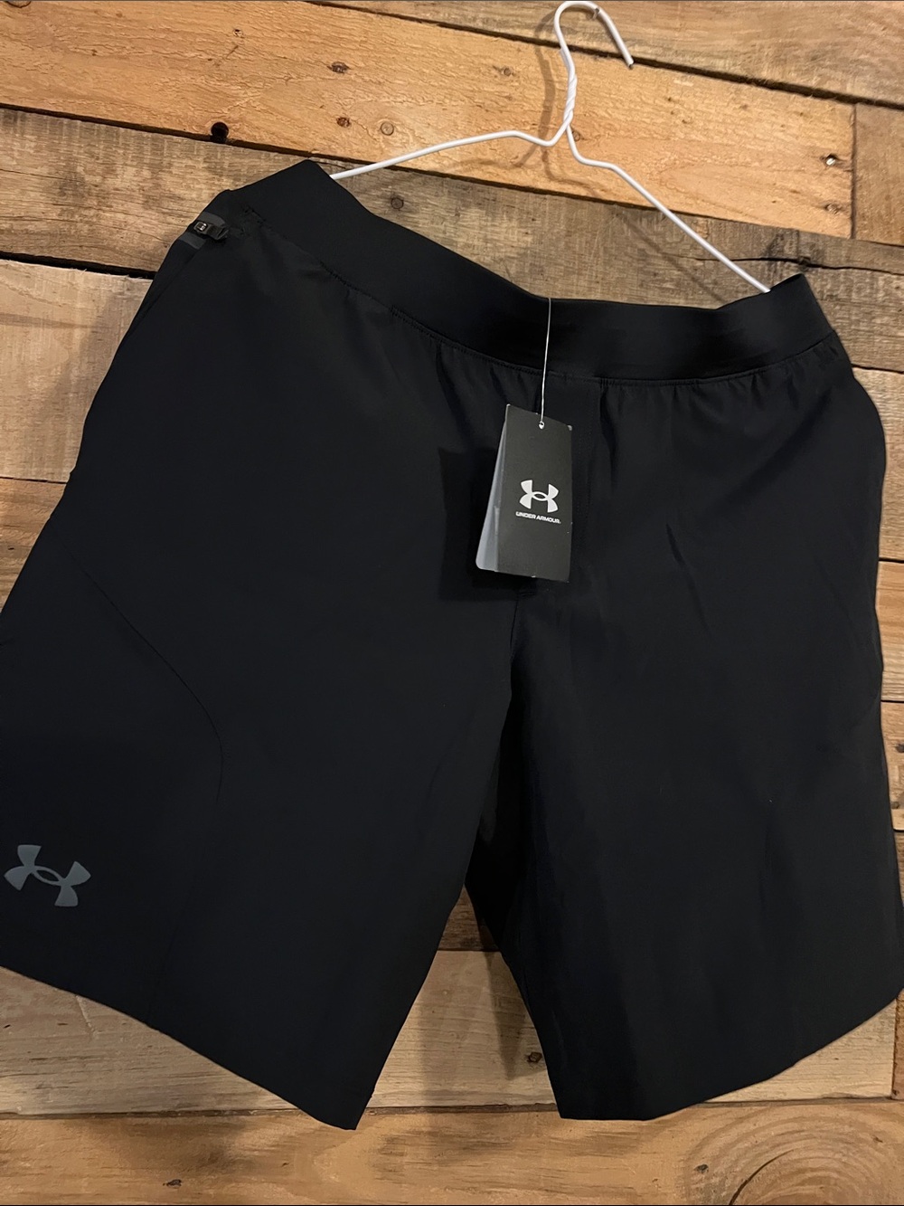 Under Armour Boy’s Black Athletic Shorts with Logo - Picture 4 of 6